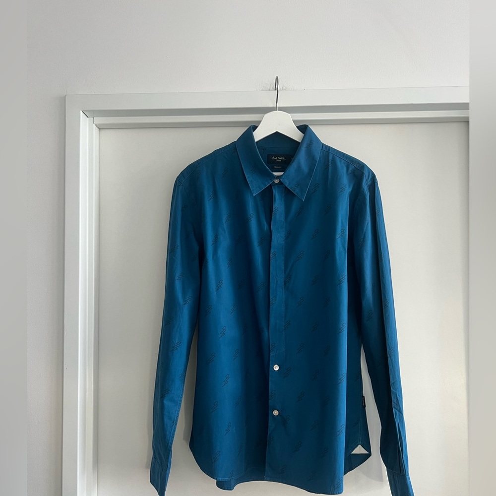 Paul Smith Lightning Bolt Shirt XL tailored fit Bright Blue
